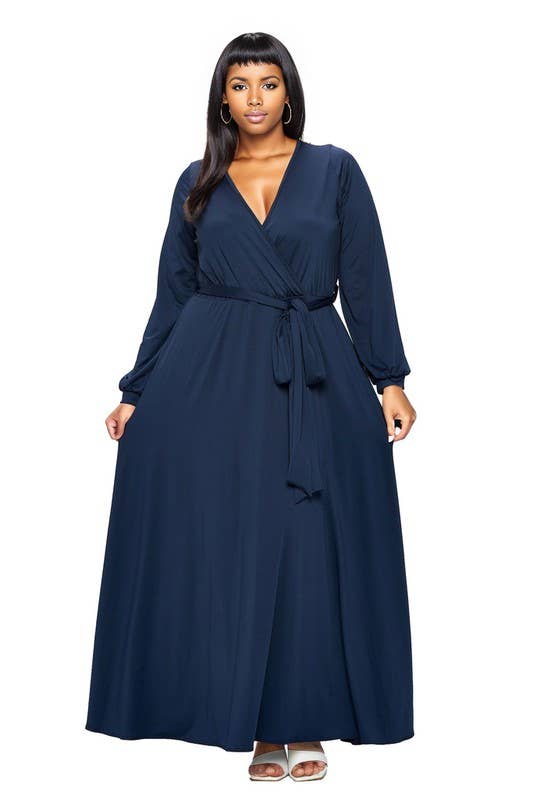 Surplice Belted Maxi Dress