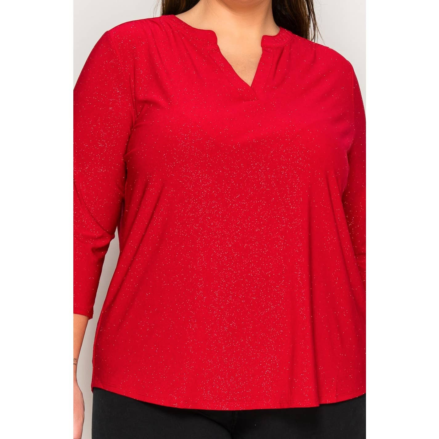 PLUS ITY GLITTER HENLEY SHIRT