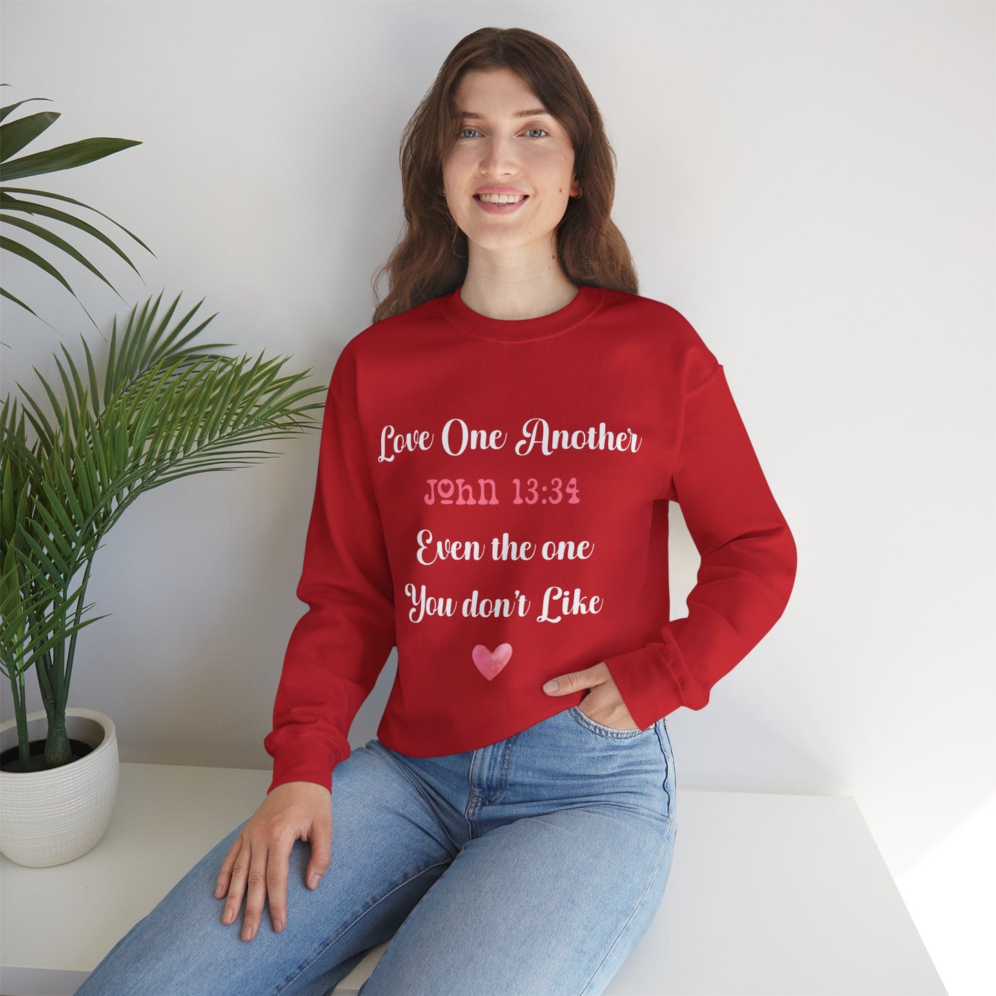 Love One Another John 13:34 Even the one you don't like, Unisex Heavy Blend™ Crewneck Sweatshirt