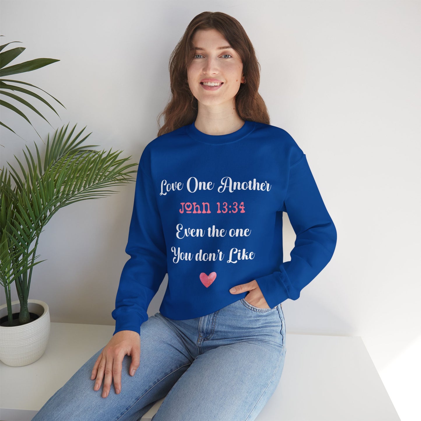 Love One Another John 13:34 Even the one you don't like, Unisex Heavy Blend™ Crewneck Sweatshirt