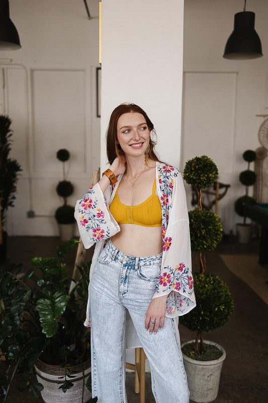 Garland Embroidered Kimono
