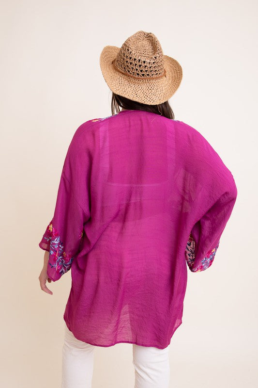 Garland Embroidered Kimono