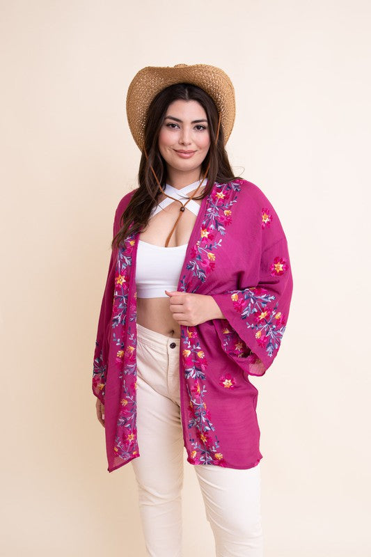 Garland Embroidered Kimono