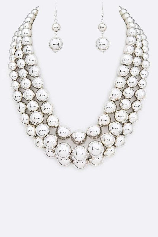Layer Pearl Statement Necklace Set