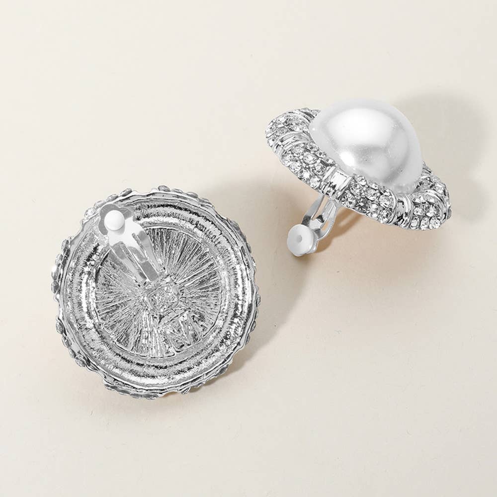 Pearl Cluster Clip On Earrings