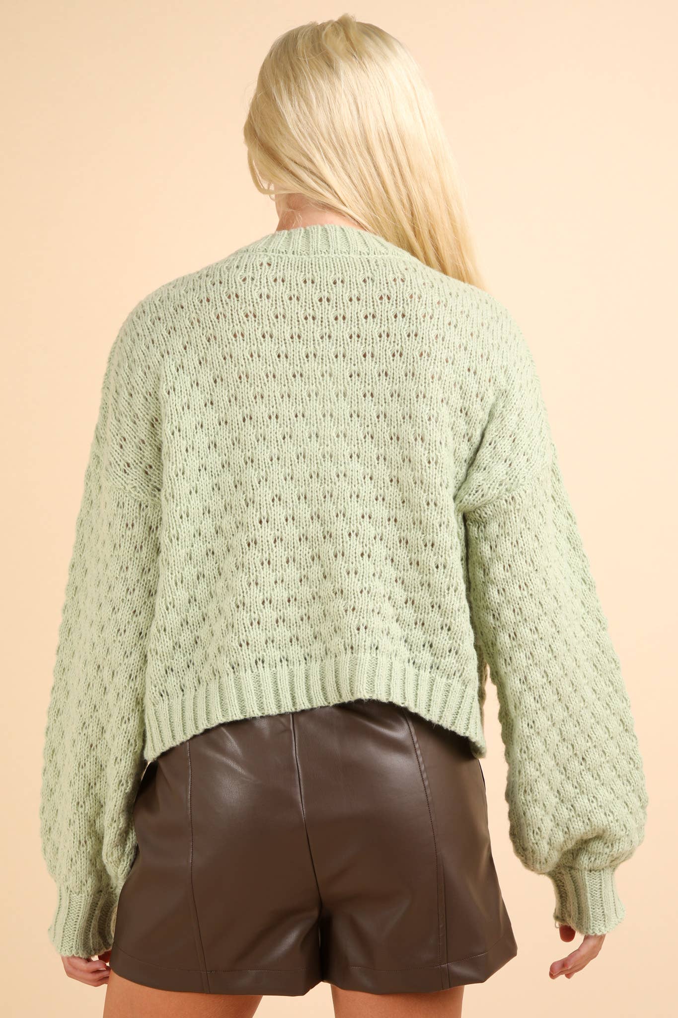 12W3111N-Hand Made Flower Applique Knit Sweater Top