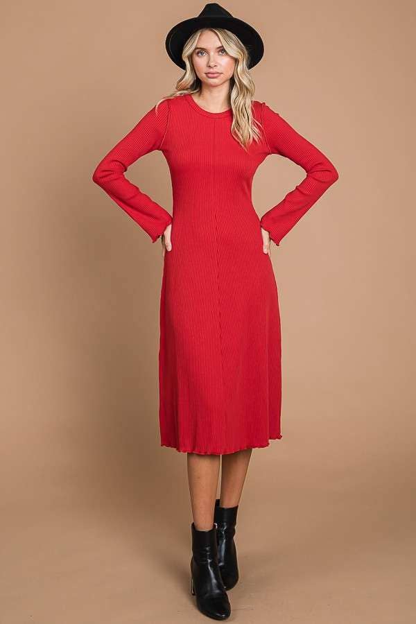 Crew Neck Bell Sleeve Dress