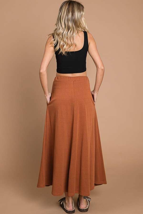 CBF1942-Maxi Full Solid Skirt