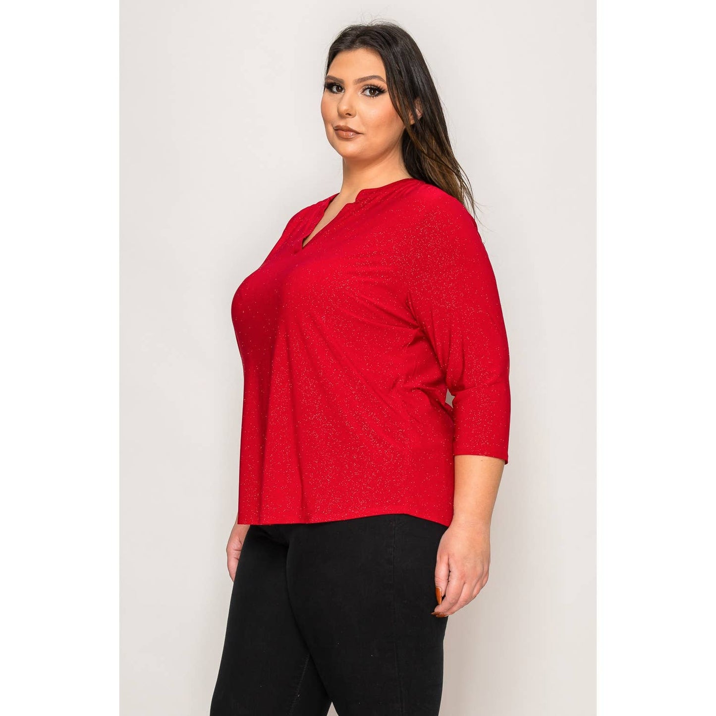 PLUS ITY GLITTER HENLEY SHIRT