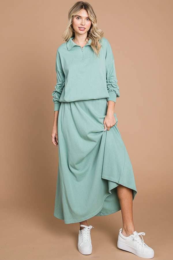 CBF1942-Maxi Full Solid Skirt