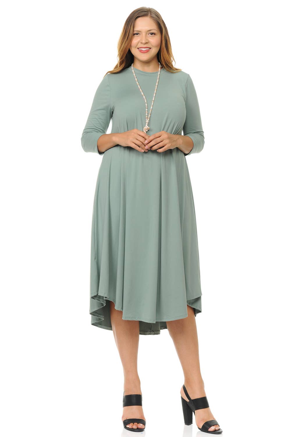 A Line Swing Trapeze Midi Dress Plus
