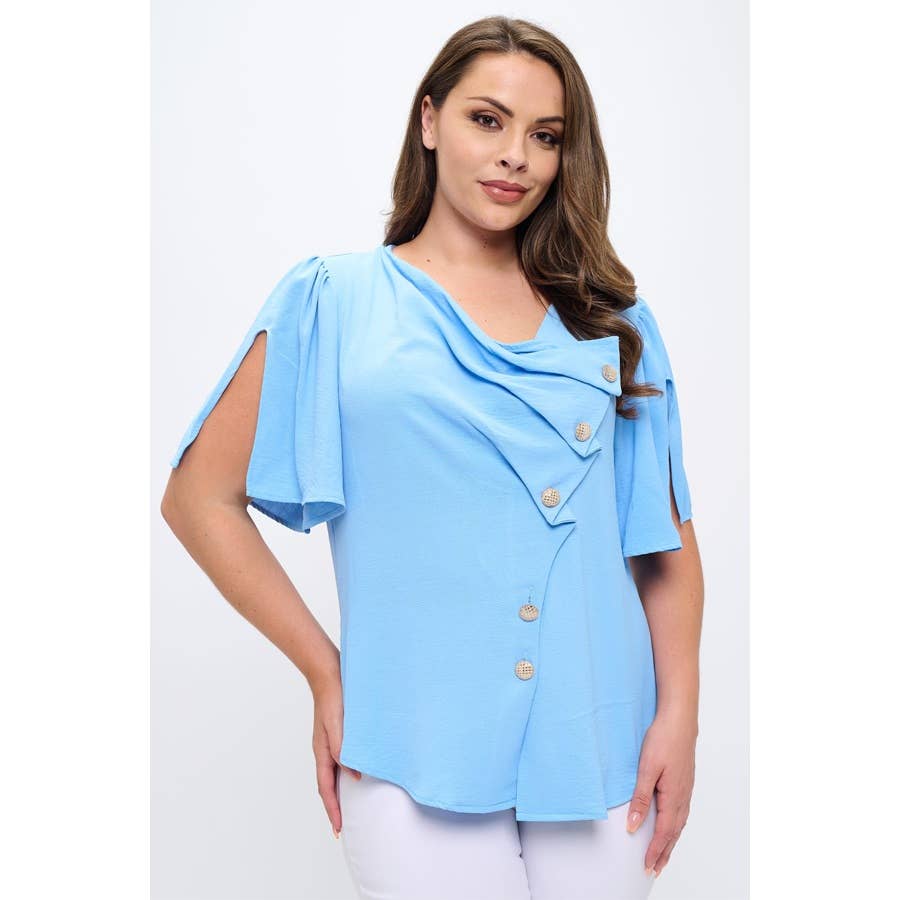 PLUS SIZE SHORT SLEEVE SOLID TOP
