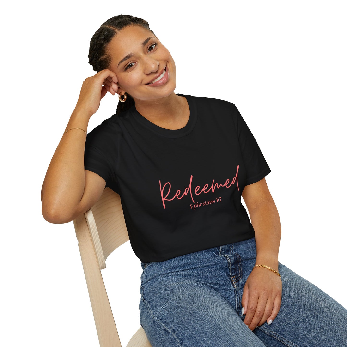 Redeemed, Ephesians 1:7, Unisex Softstyle T-Shirt