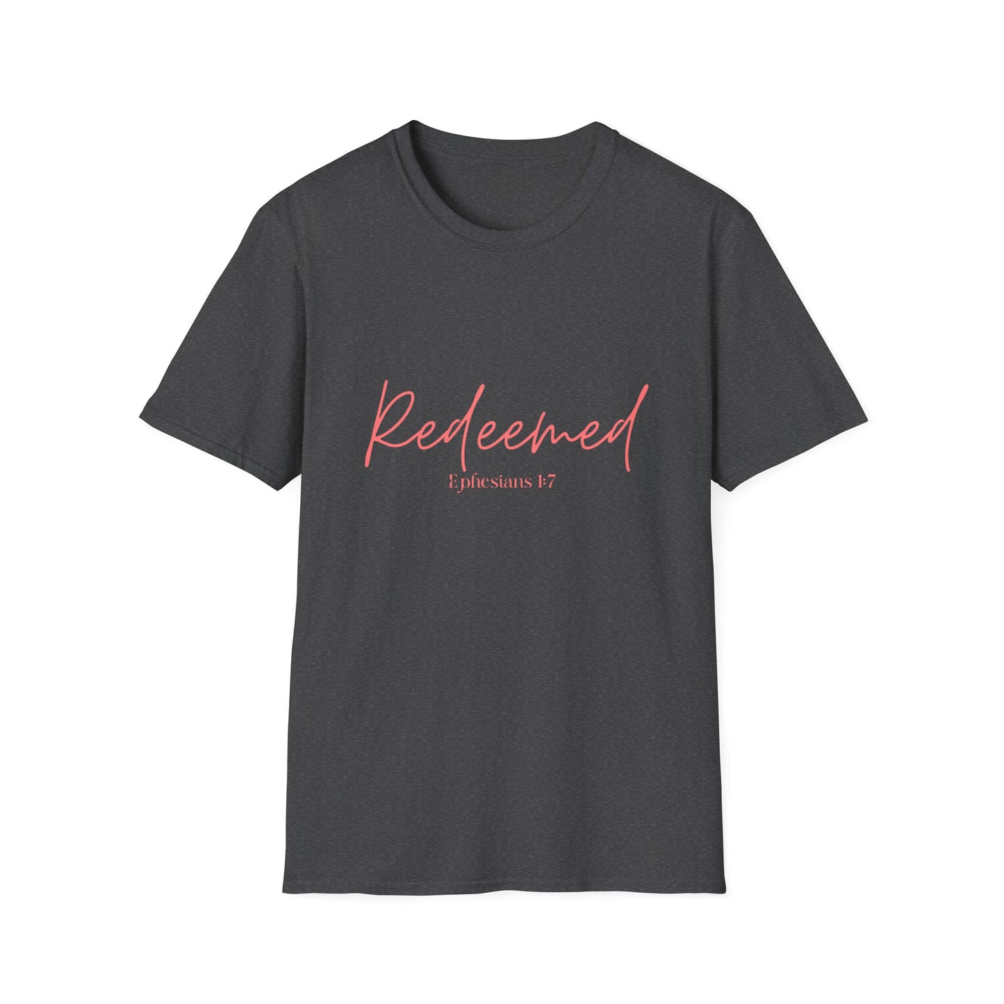 Redeemed, Ephesians 1:7, Unisex Softstyle T-Shirt