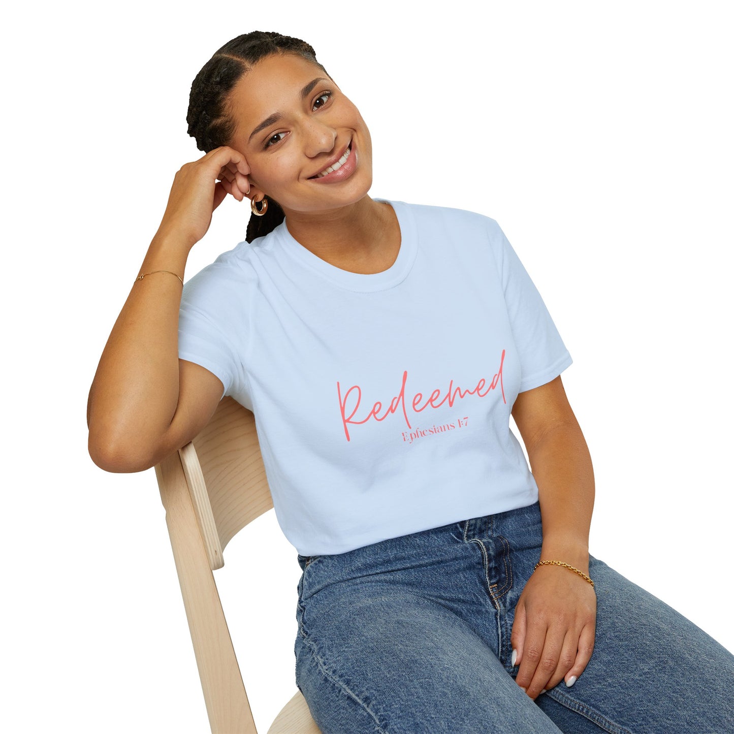 Redeemed, Ephesians 1:7, Unisex Softstyle T-Shirt