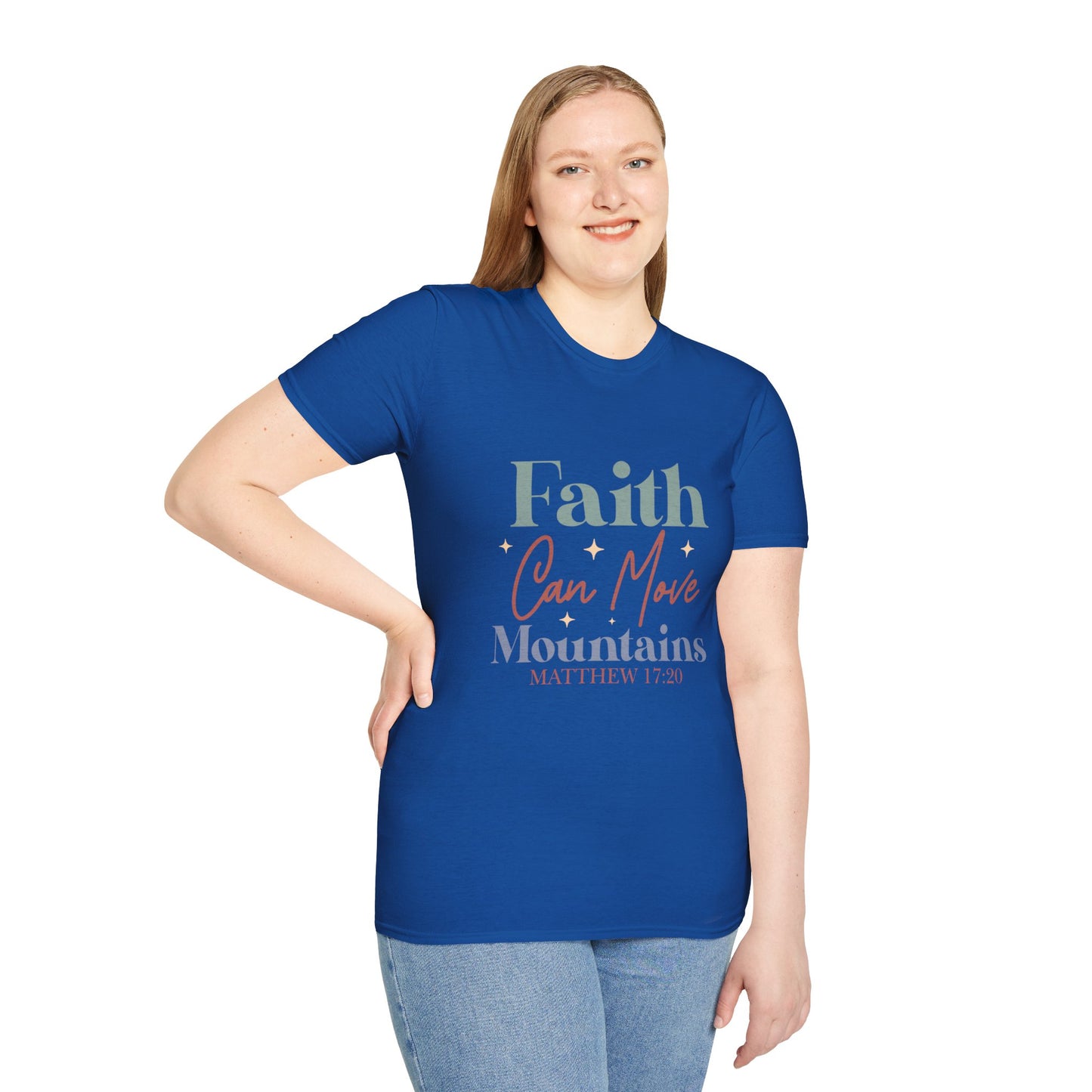 Faith Can Move Mountains, Matthew 17:20, Unisex Softstyle T-Shirt