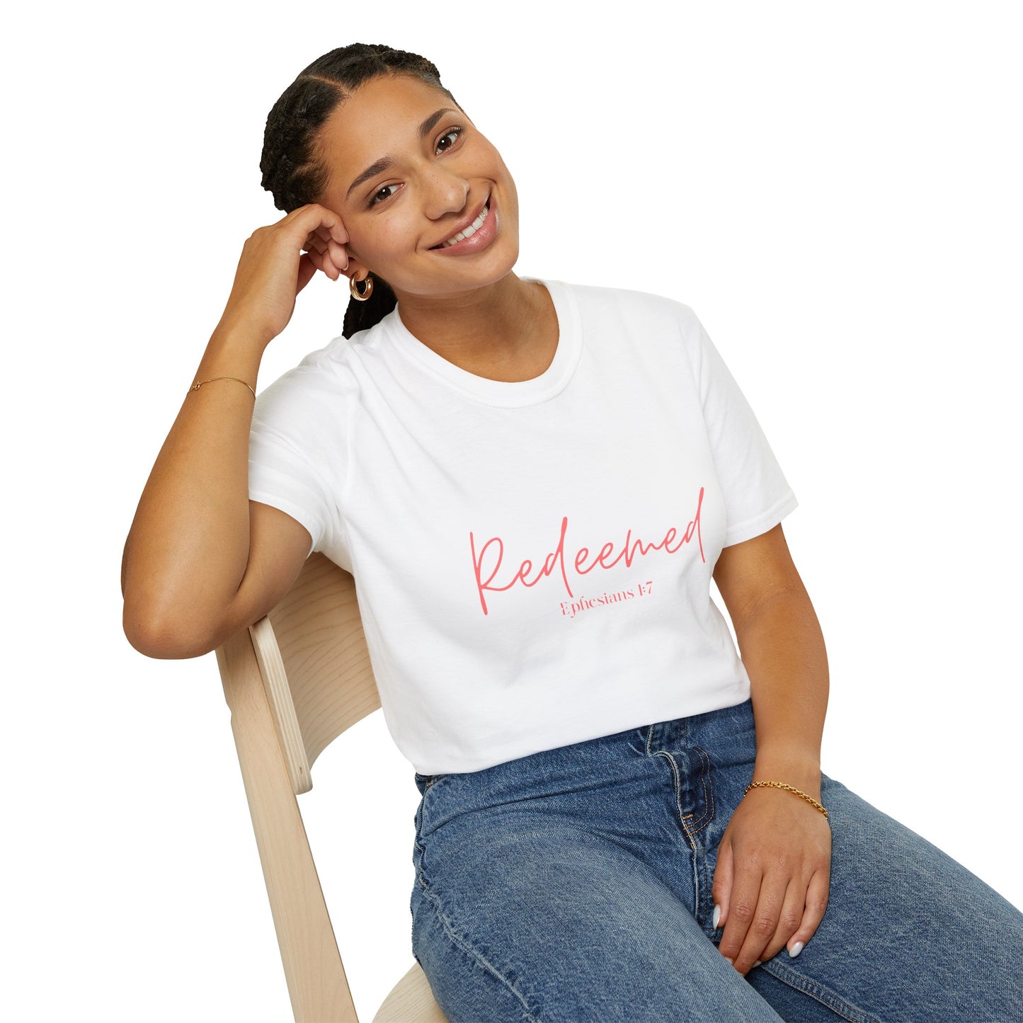 Redeemed, Ephesians 1:7, Unisex Softstyle T-Shirt