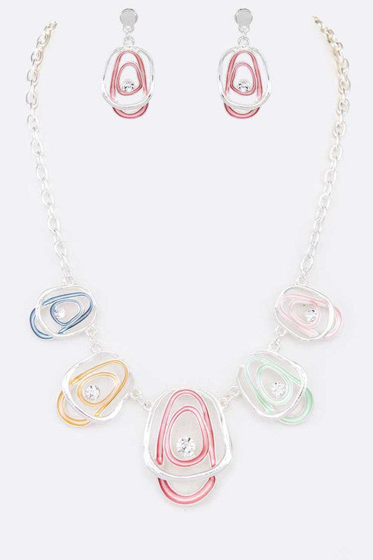 Enamel Statement Necklace Set