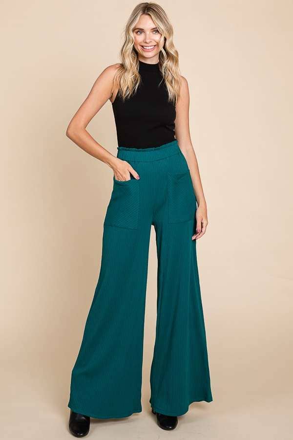 Ruching Frill Wasit Wide Pants