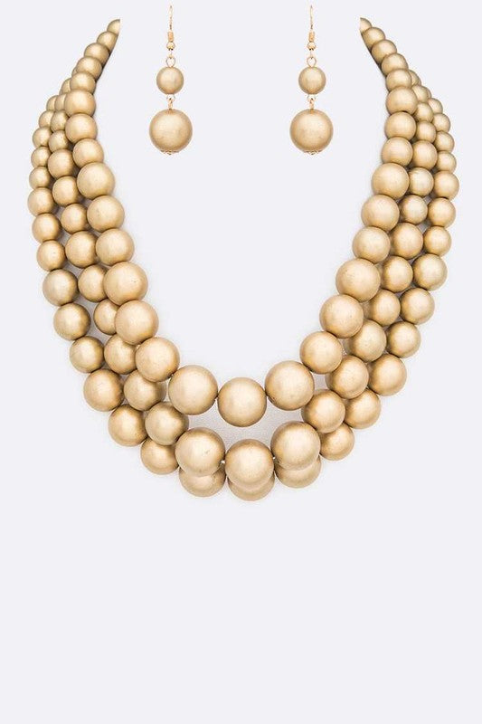 Layer Pearl Statement Necklace Set