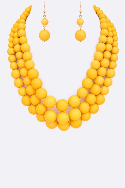 Layer Pearl Statement Necklace Set