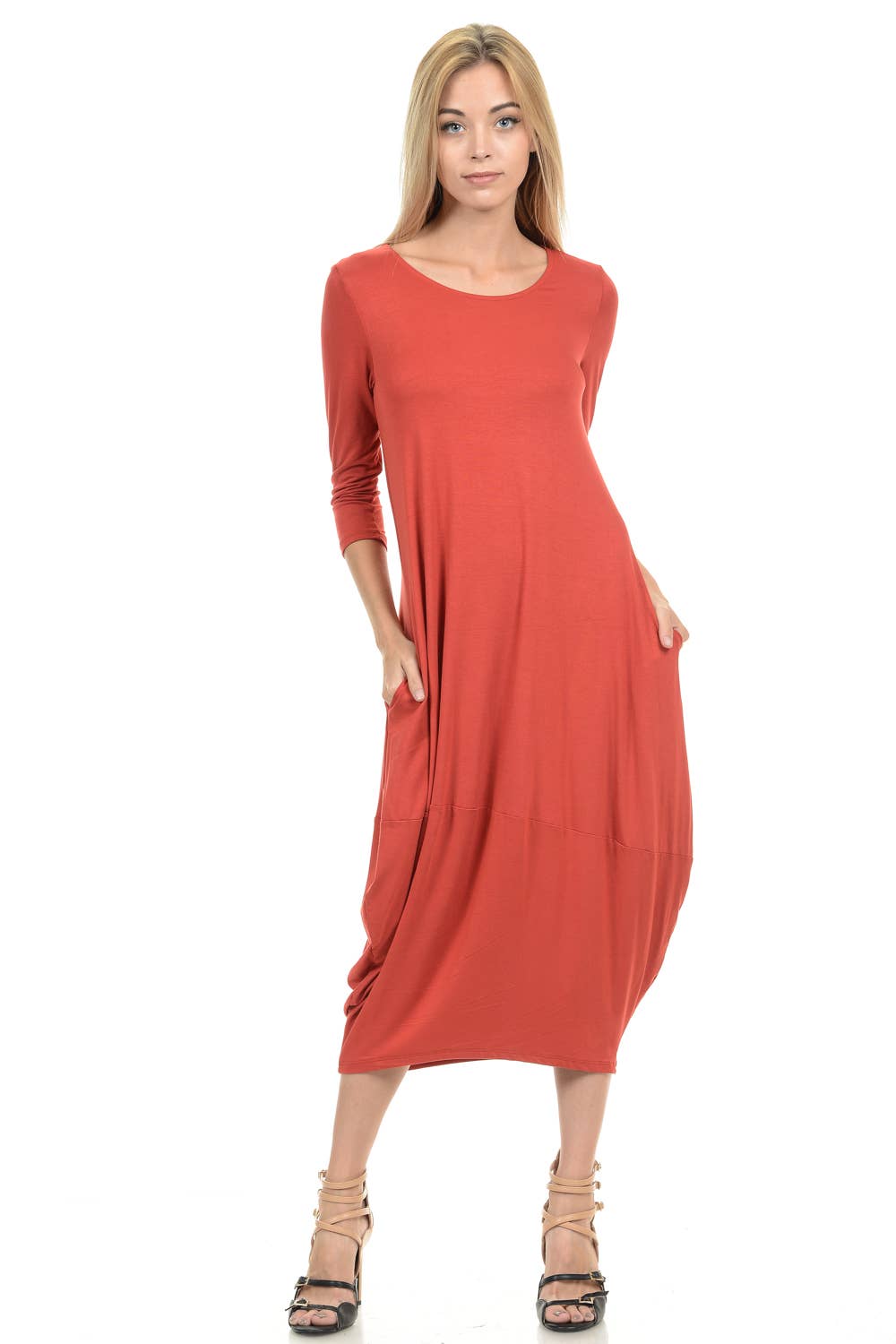 Cocoon Midi Dress with Pockets