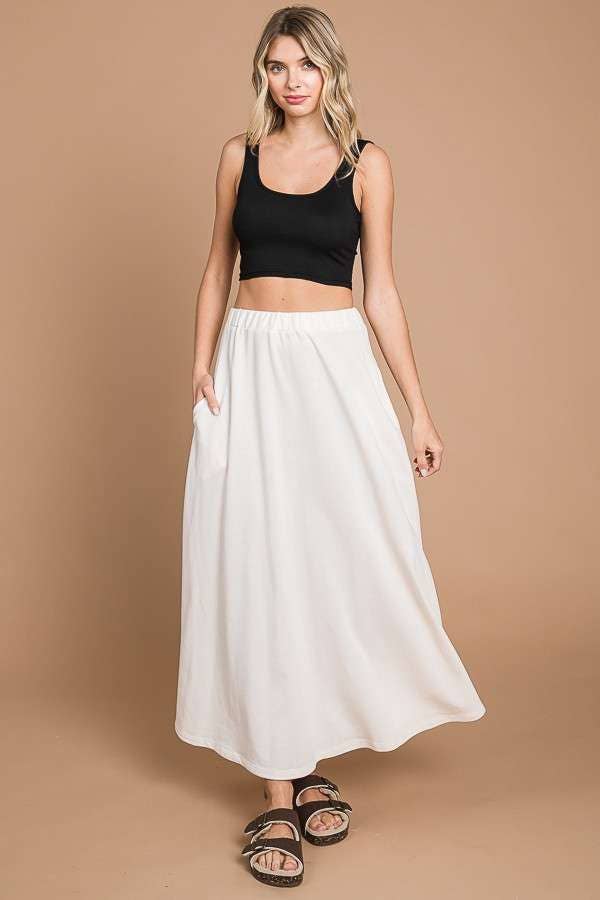CBF1942-Maxi Full Solid Skirt