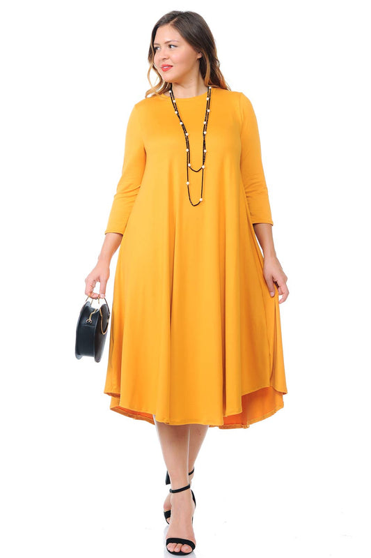 A Line Swing Trapeze Midi Dress Plus