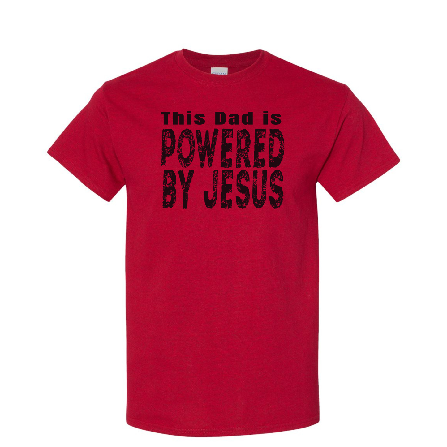 This Dad is Powered by Jesus Christian T-Shirt