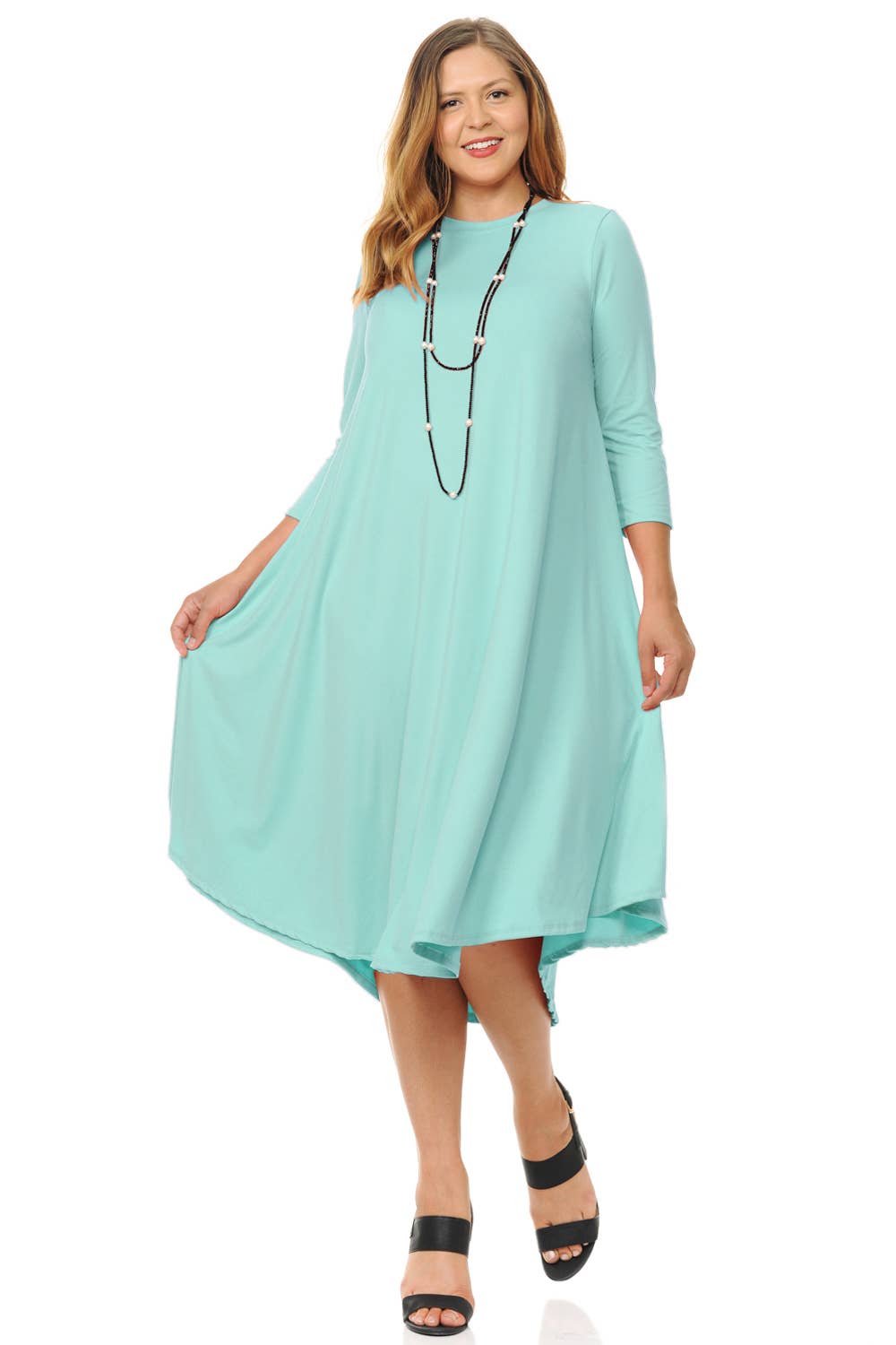 A Line Swing Trapeze Midi Dress Plus