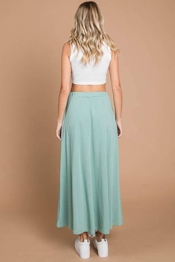 CBF1942-Maxi Full Solid Skirt