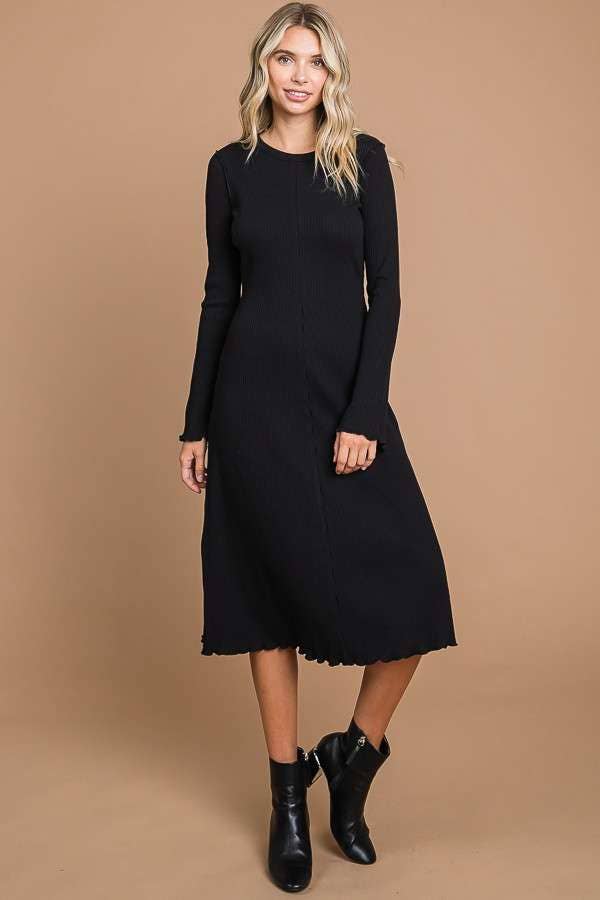 Crew Neck Bell Sleeve Dress