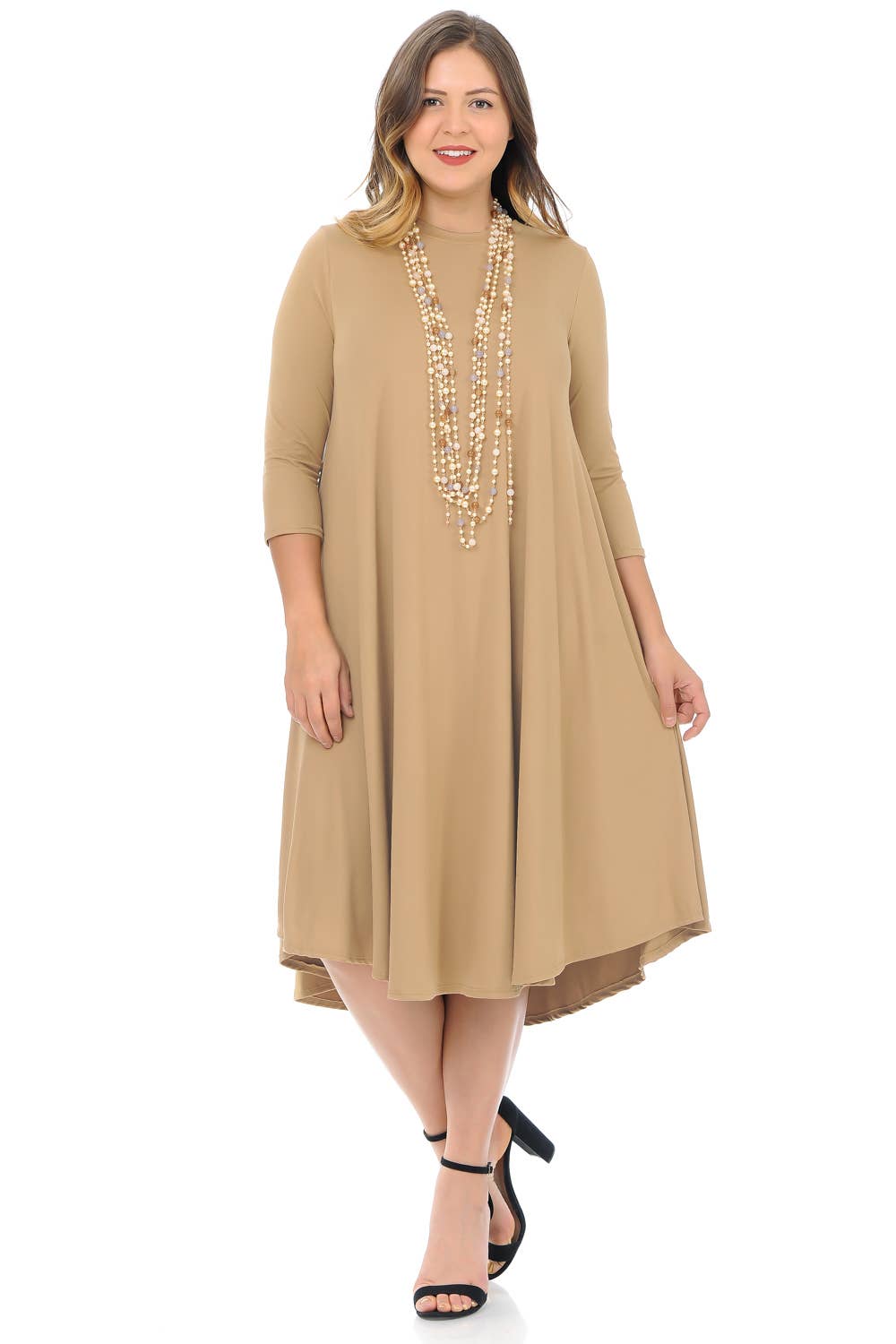 A Line Swing Trapeze Midi Dress Plus