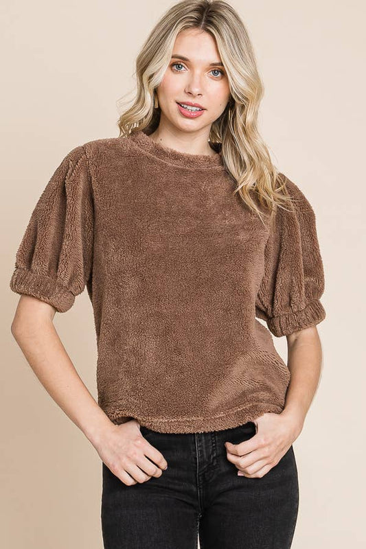 Crew Neck Puff Sleeve Top