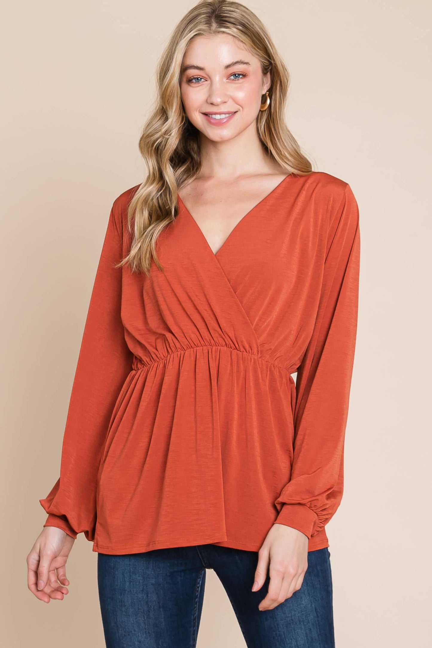 TL1736  LONG SLEEVE WRAP TUNIC