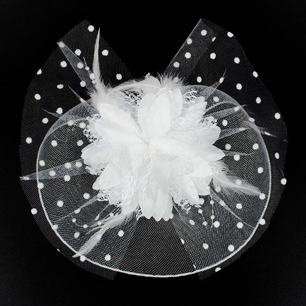 Feather Mesh Flower Fascinator / Headband