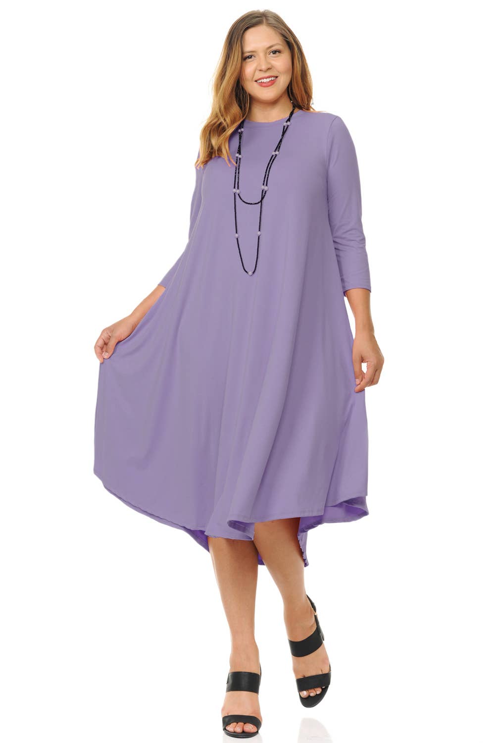 A Line Swing Trapeze Midi Dress Plus
