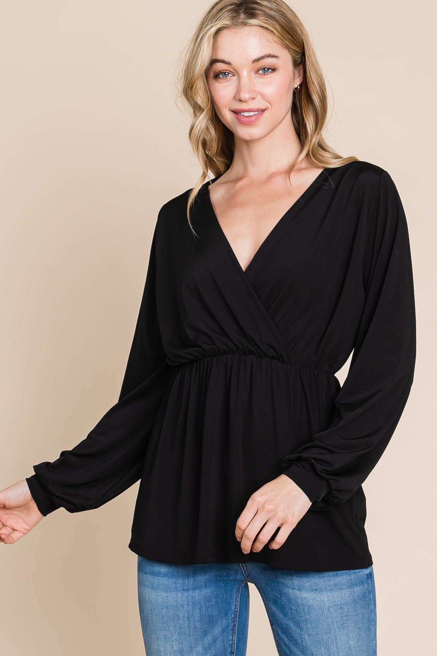 TL1736  LONG SLEEVE WRAP TUNIC