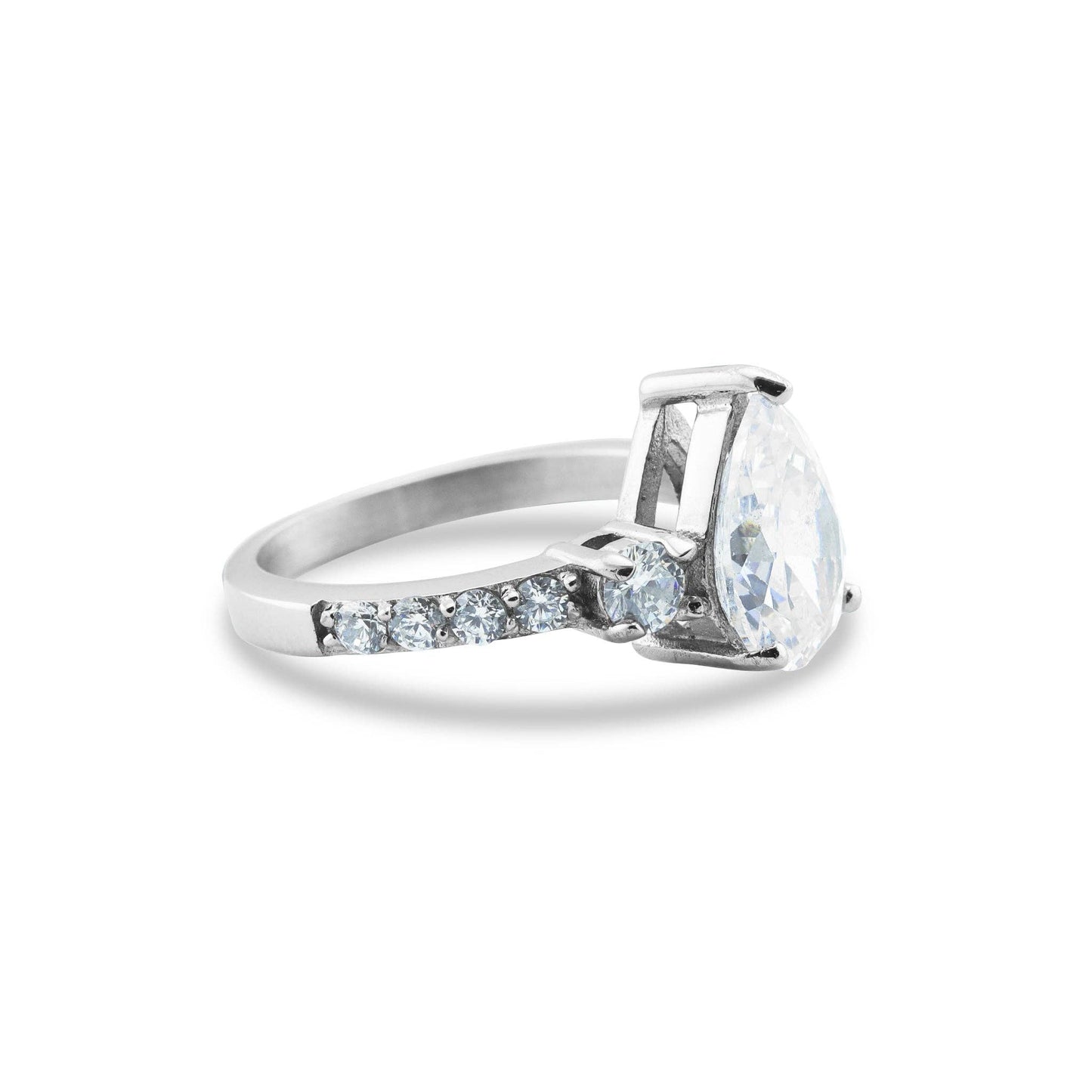 CZ Center With CZ Accents Stainless Steel Ring