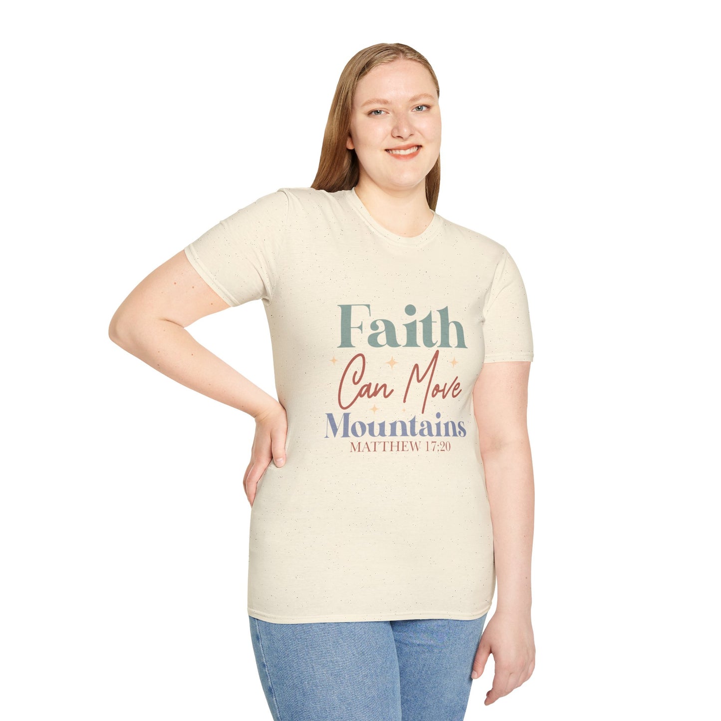 Faith Can Move Mountains, Matthew 17:20, Unisex Softstyle T-Shirt