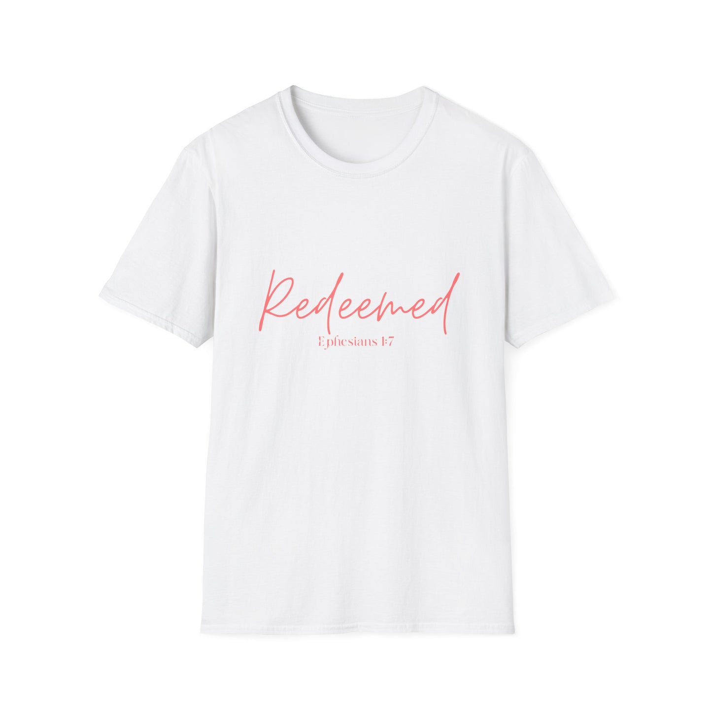 Redeemed, Ephesians 1:7, Unisex Softstyle T-Shirt