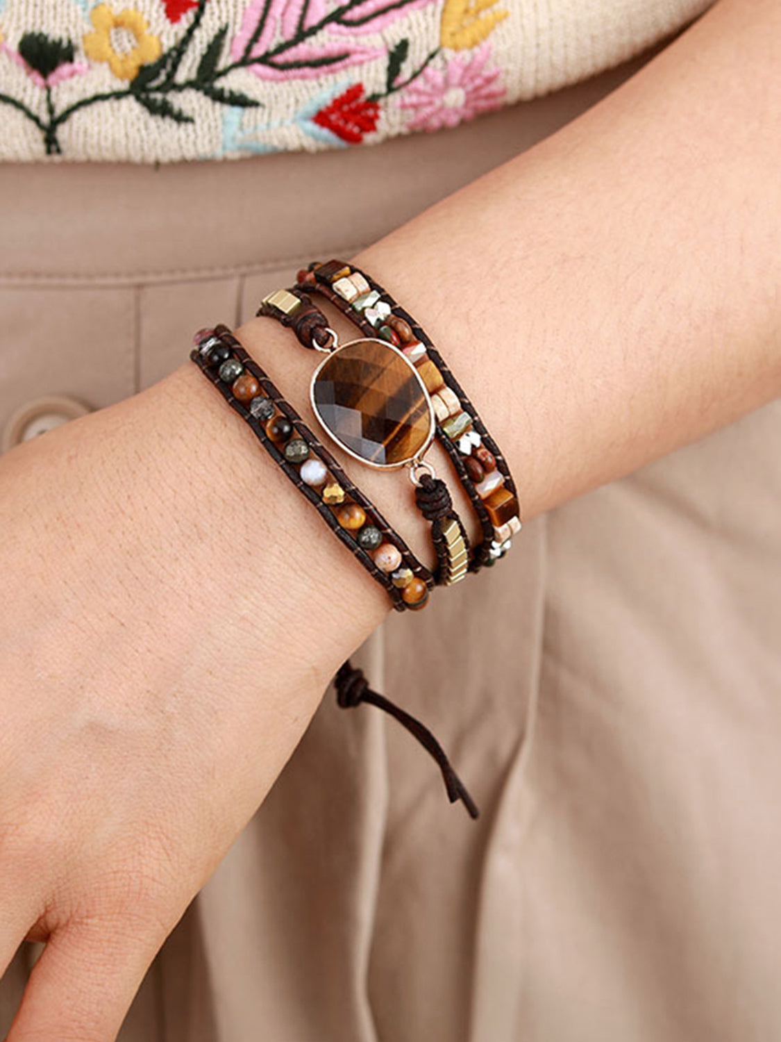 Geometrical Shape Triple-Layer Bracelet