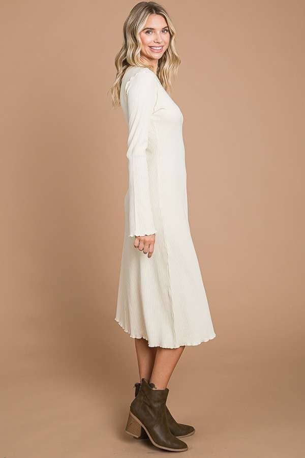 Crew Neck Bell Sleeve Dress