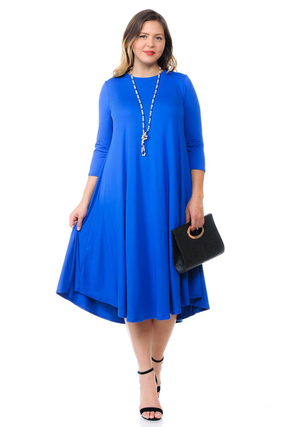 A Line Swing Trapeze Midi Dress Plus