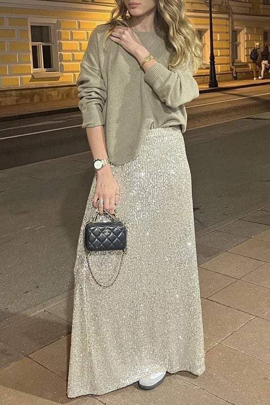 Sequins long skirt