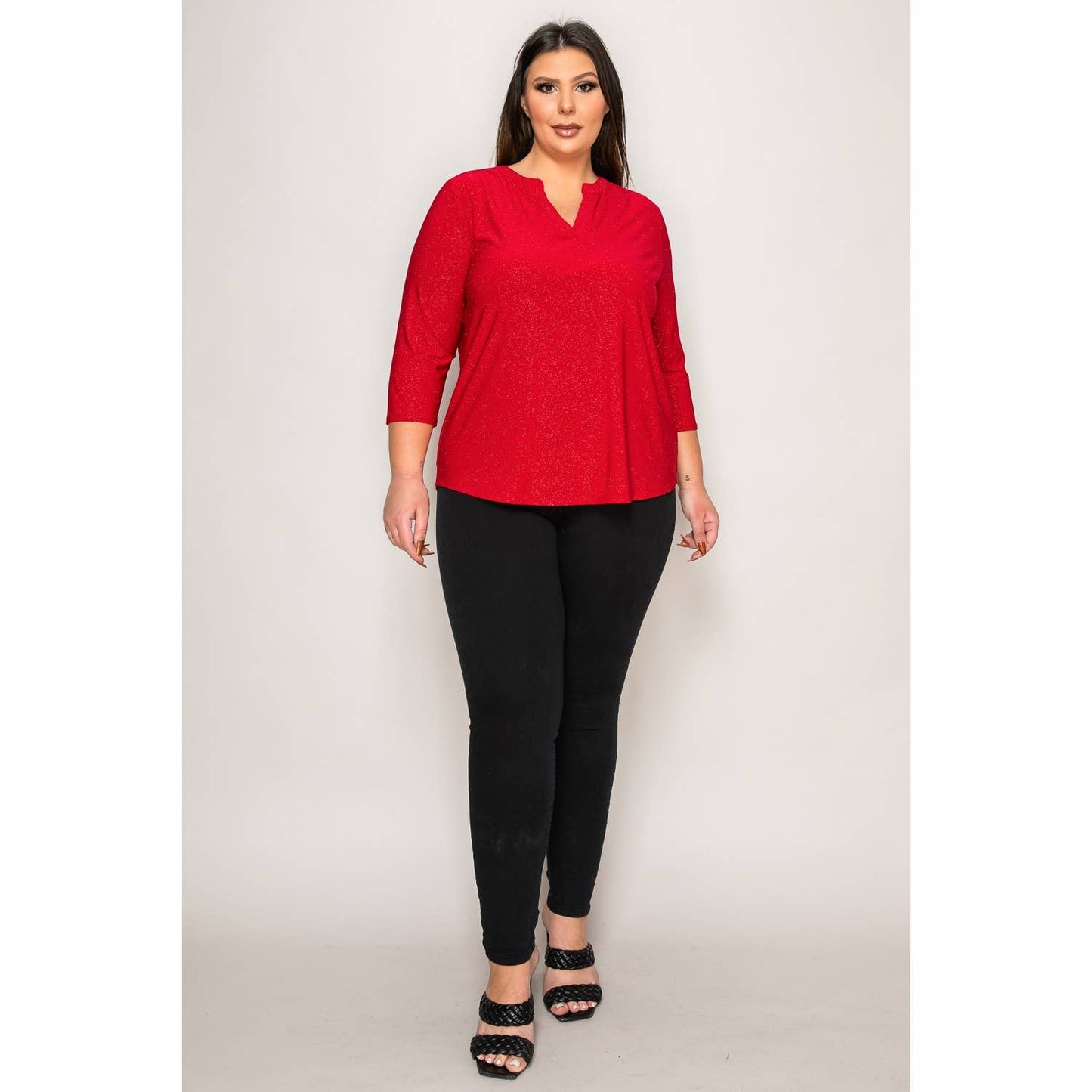 PLUS ITY GLITTER HENLEY SHIRT
