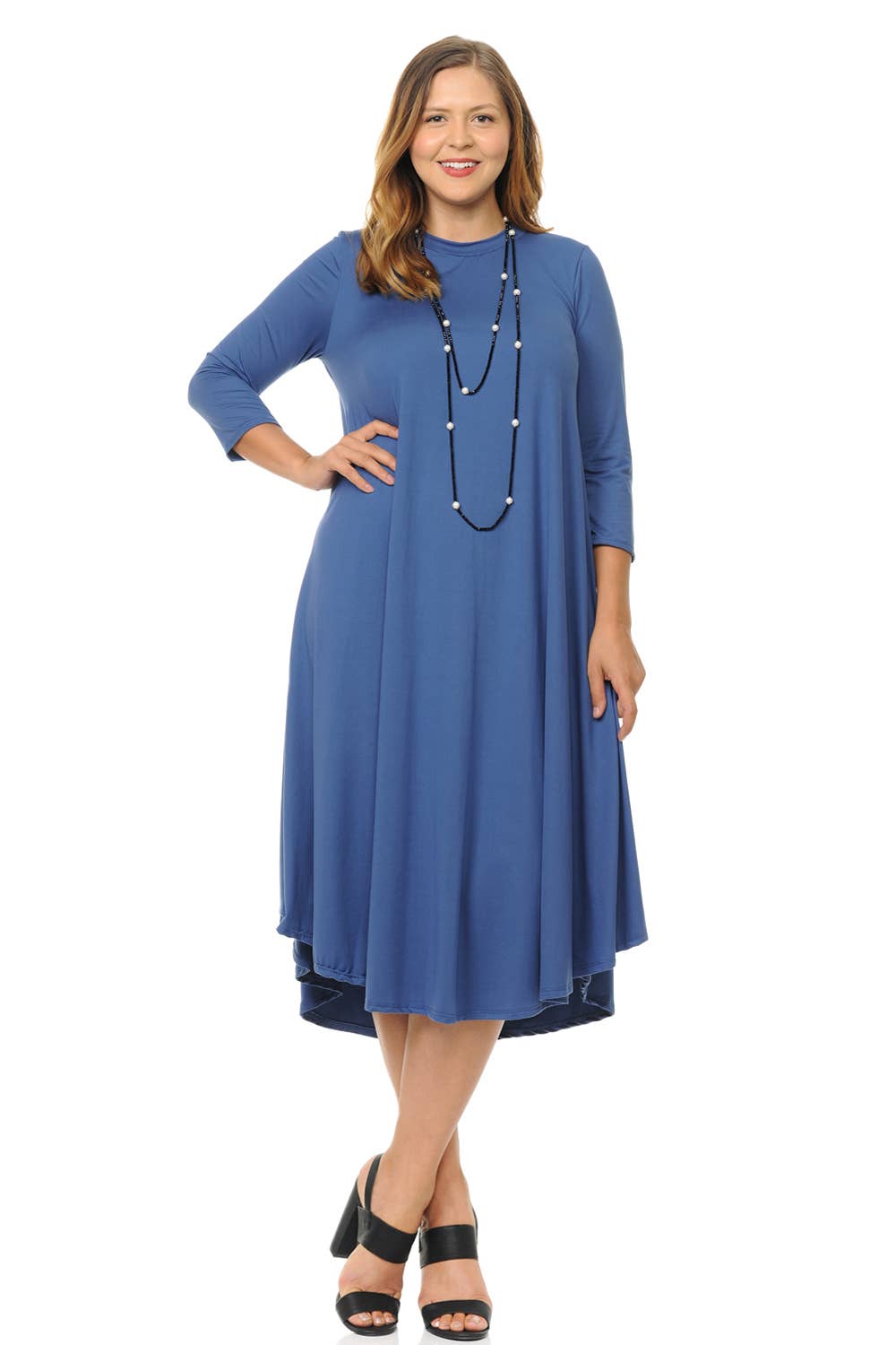 A Line Swing Trapeze Midi Dress Plus