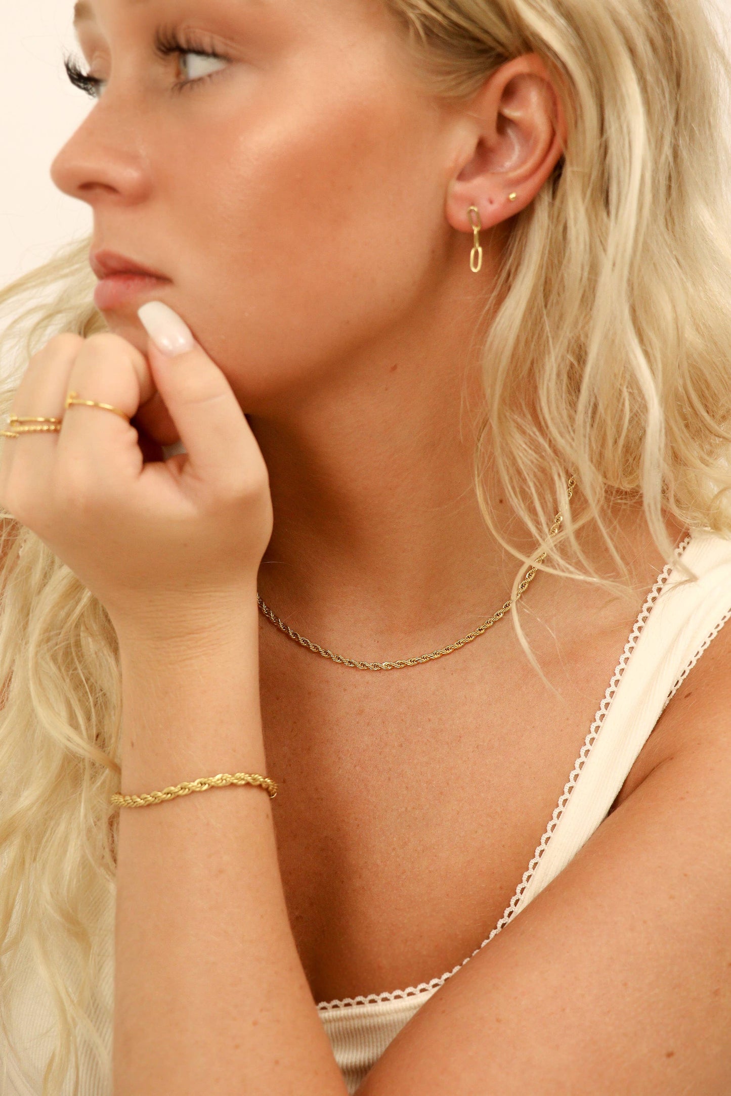 Gold Rope Chain Necklace