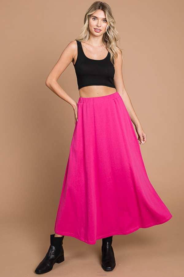 CBF1942-Maxi Full Solid Skirt
