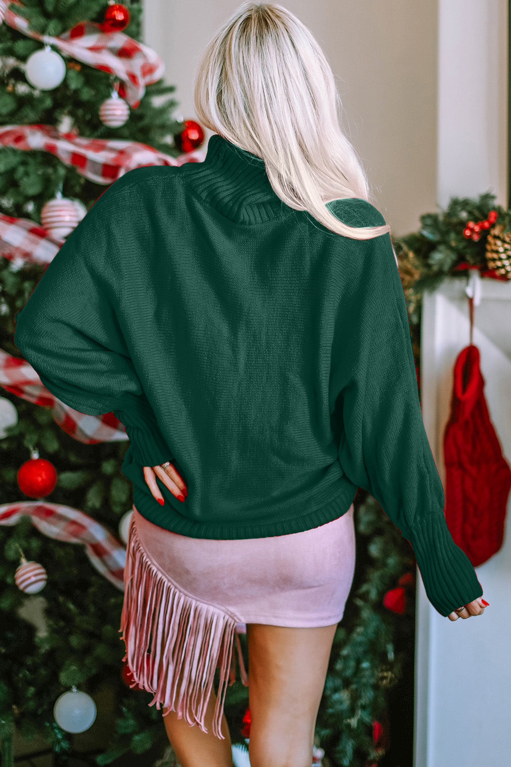 Full Size Merry Christmas Turtleneck Long Sleeve Sweater